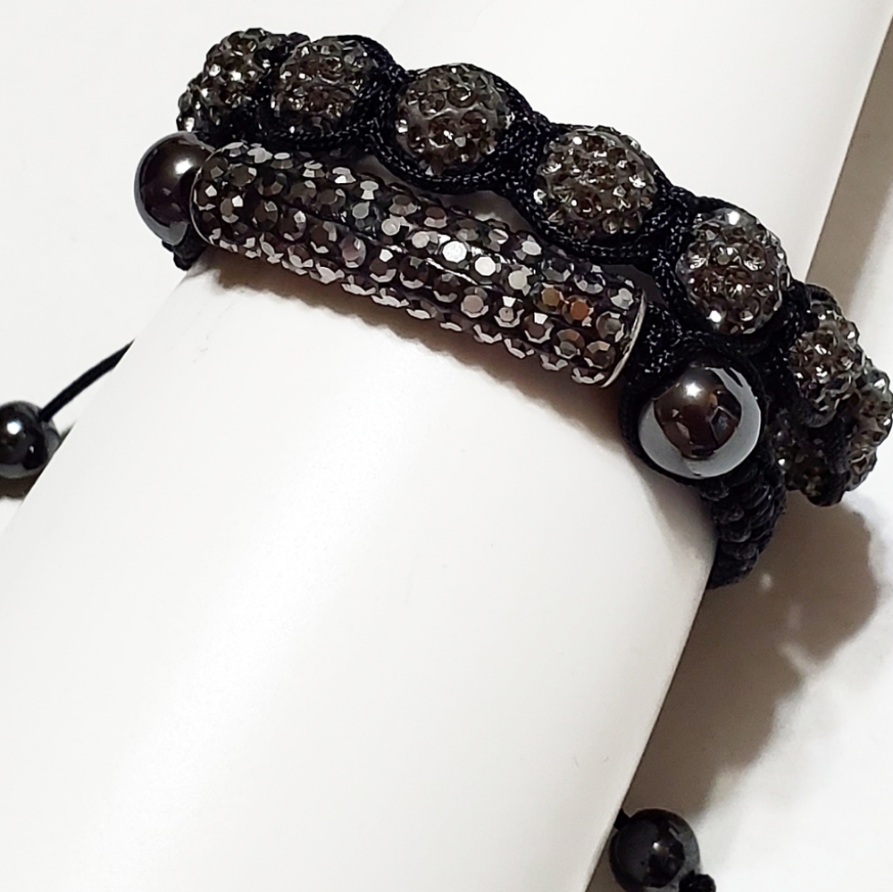 Bracelets: 2- Adjustable Black Diamond Crystals